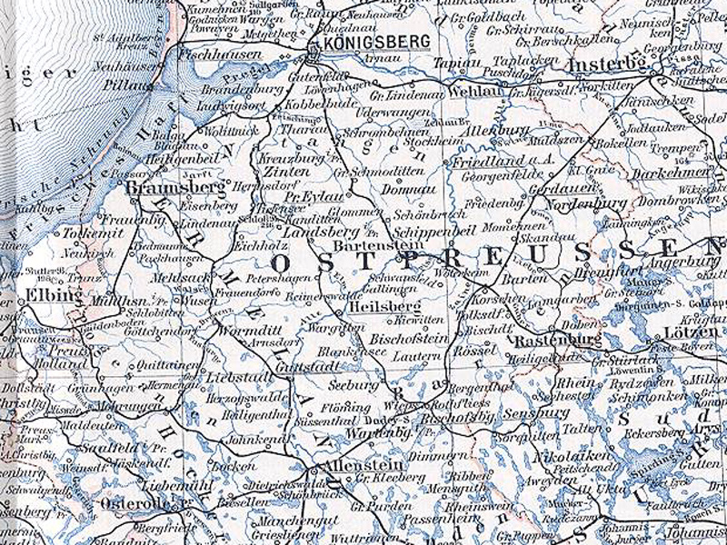Karte Ostpreußens von 1896 (Ausschnitt)