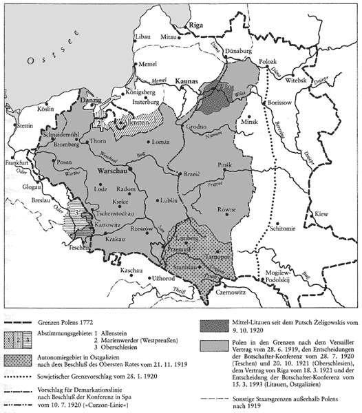Die Grenzen Polens nach dem I. Weltkrieg